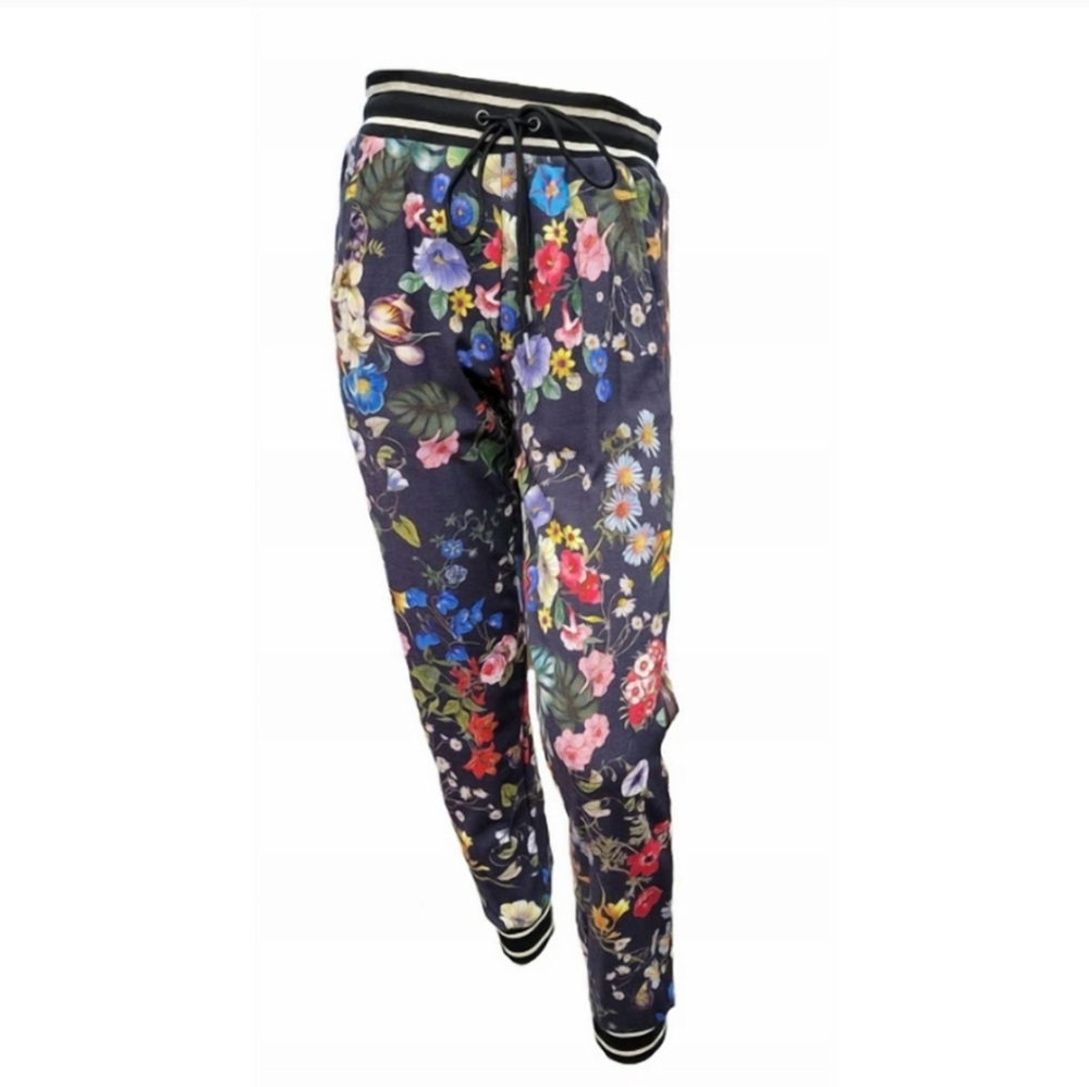 Johnny Was Felix Joggers Pants Navy Floral Celestial Out seam M - Picture 2 of 6
